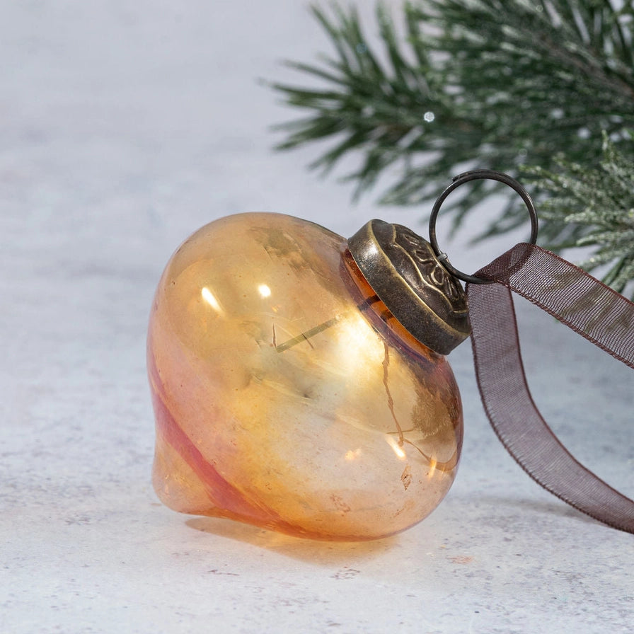 3" Honey Orange Luster Lantern Shape Glass Ornament