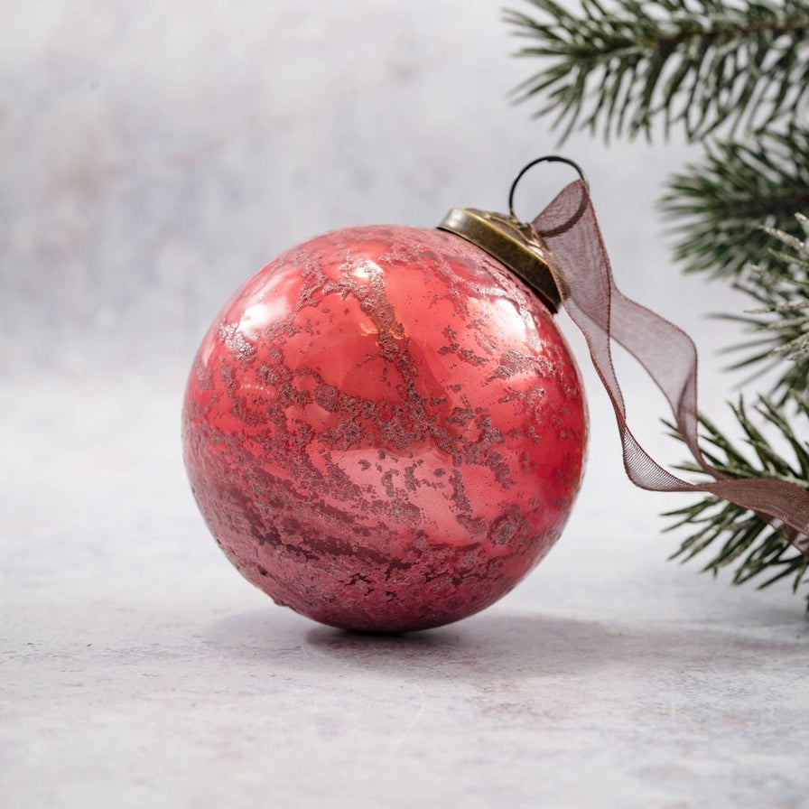 3" Mauve Antique Foil Glass Christmas Ornament