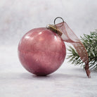 3" Mauve Crackle Glass Christmas Tree Bauble