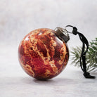 3" Red Marble Glass Christmas Tree Bauble