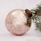 Pale Rose Crackle Handmade Glass Christmas Bauble