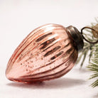 3" Large Rose Ribbed Glass Pinecone Tree Hanging