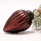 3" Large Wine Red Ribbed Glass Pinecone Christmas Decor