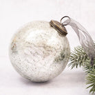 4" Extra Large Silver Crackle Glass Christmas Tree Bauble