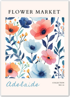 Adelaide Garden Pop – Bold Floral Illustration in Coral and Blue