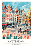 Amsterdam Street Scene with Tulips Impressionist Art Print 3