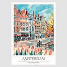 Amsterdam Street Scene with Tulips Impressionist Art Print 1