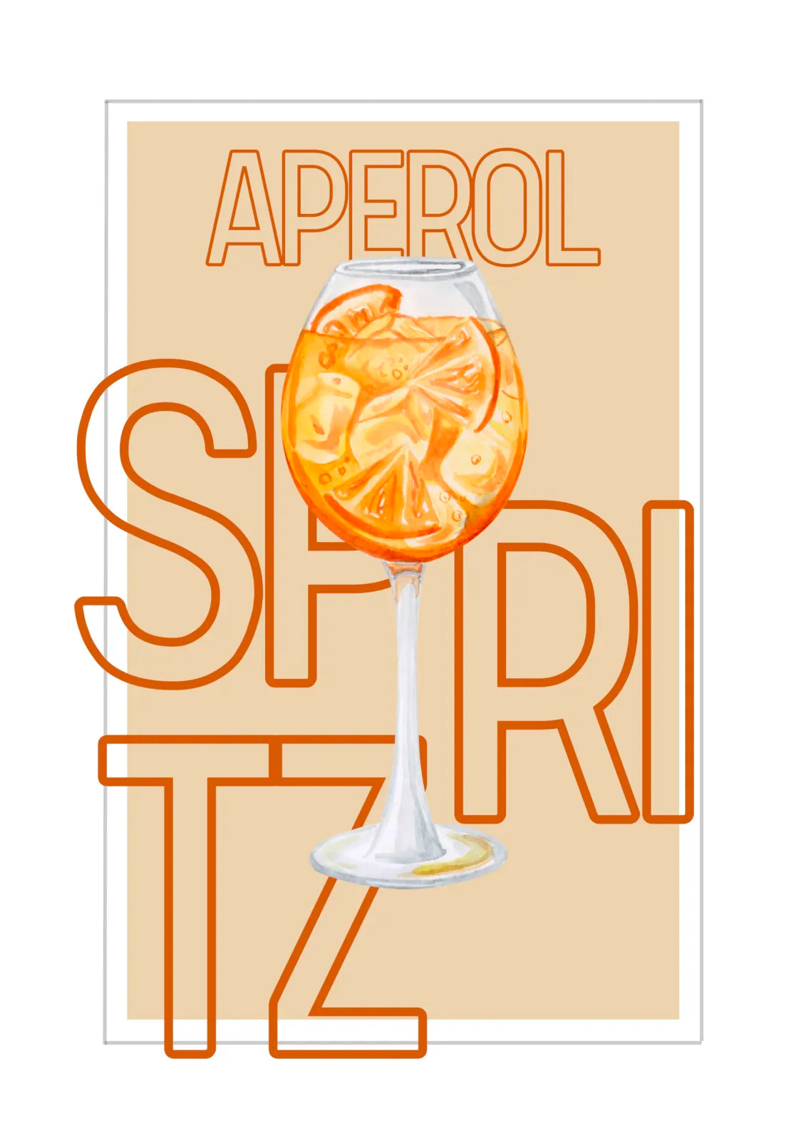 Aperol Spritz Cocktail Art Print – Vintage-Inspired Wall Decor 3