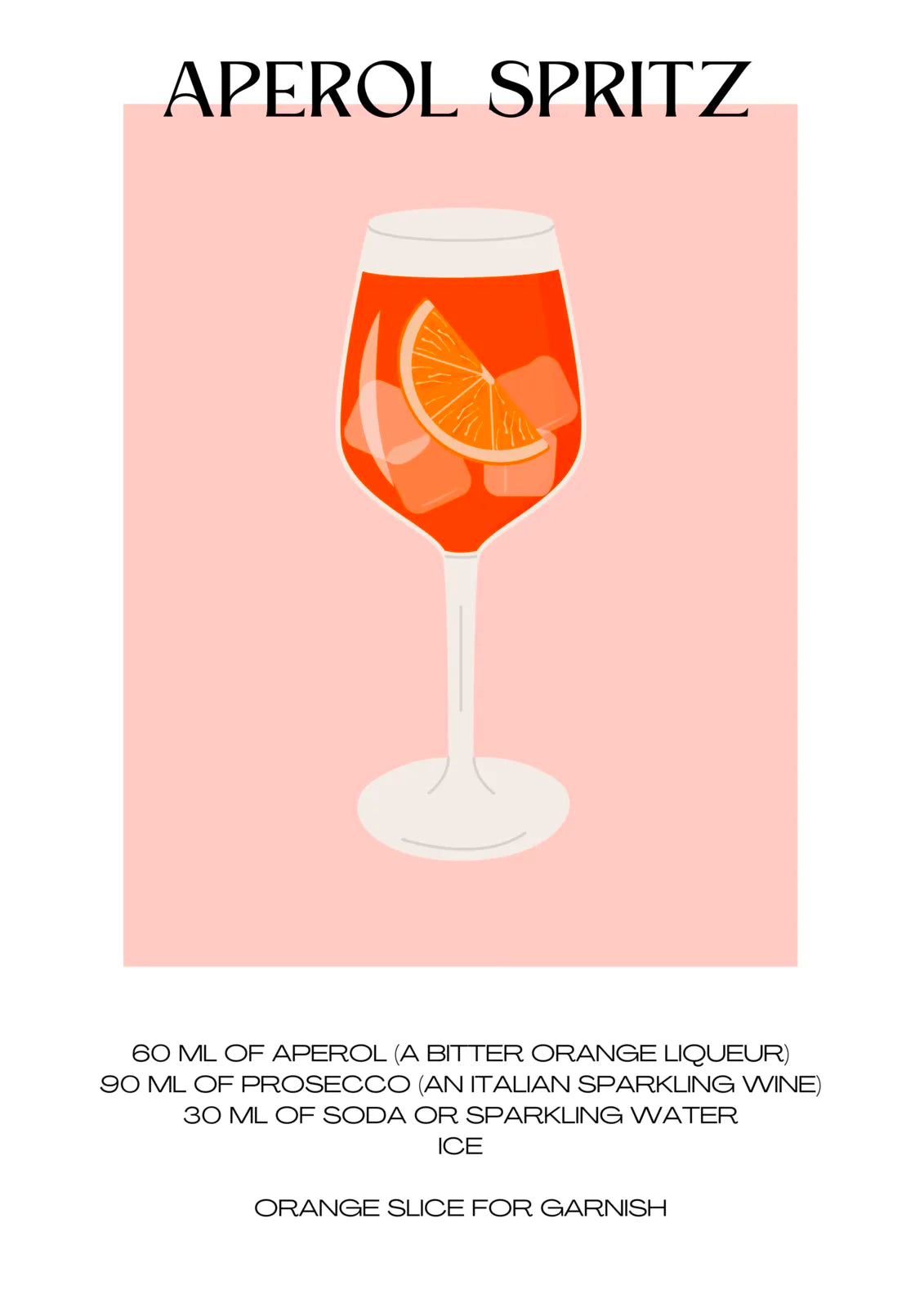 Aperol Spritz Cocktail Art Print – Retro Pink Bar Decor 3