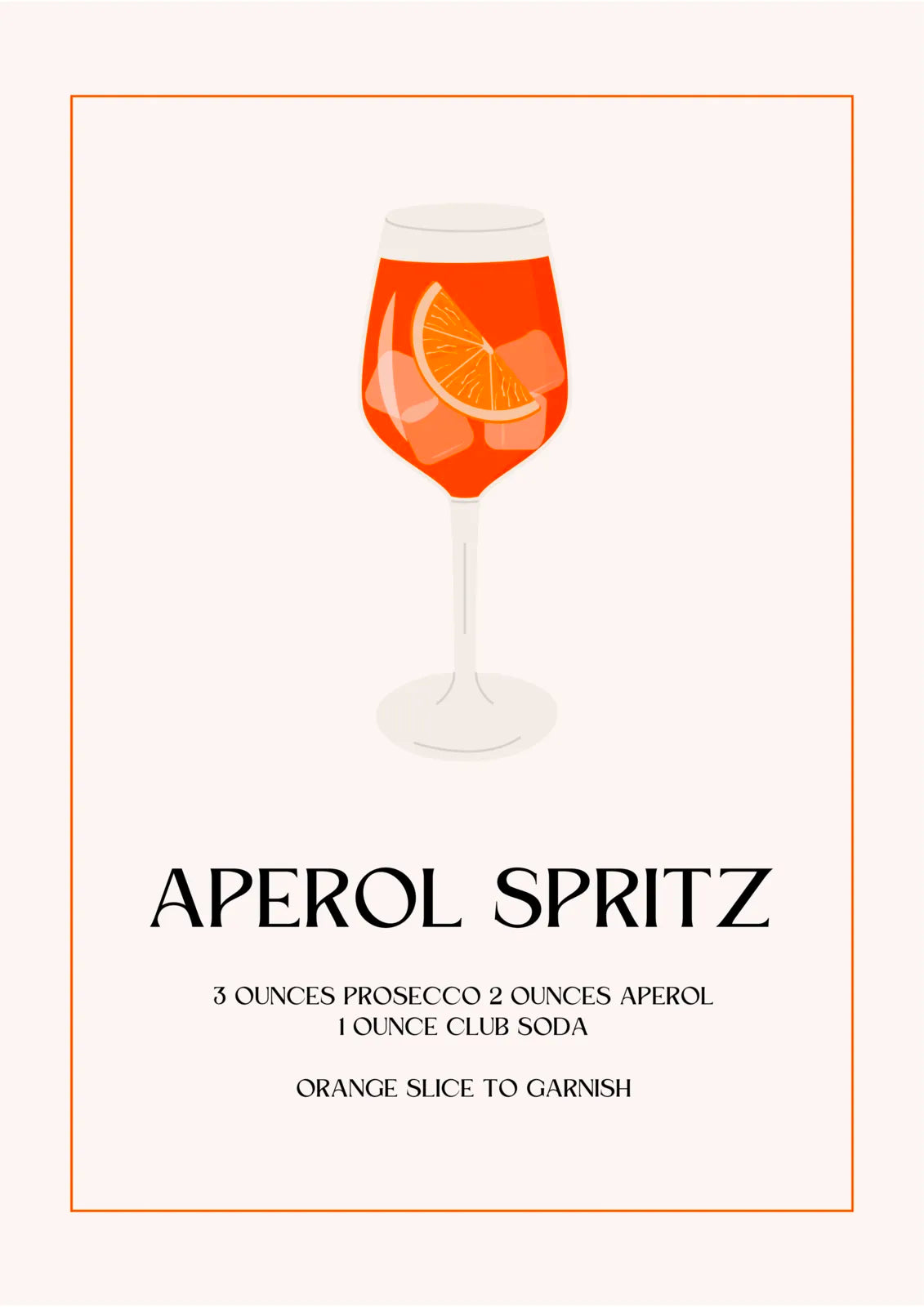 Aperol Spritz Cocktail Art Print – Minimalist Retro Decor 3