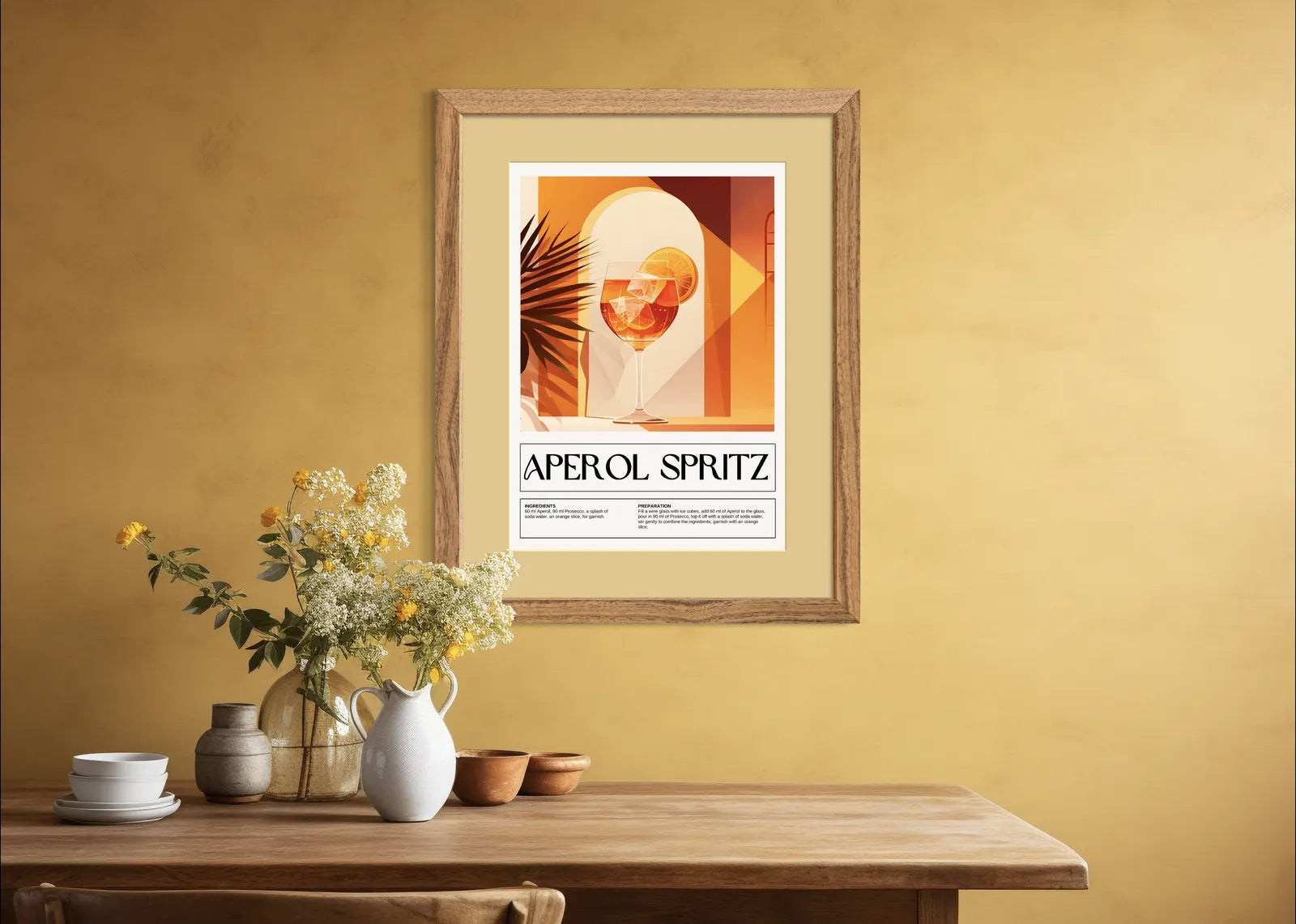 Aperol Spritz Cocktail Art Print – Vintage Recipe Decor 2