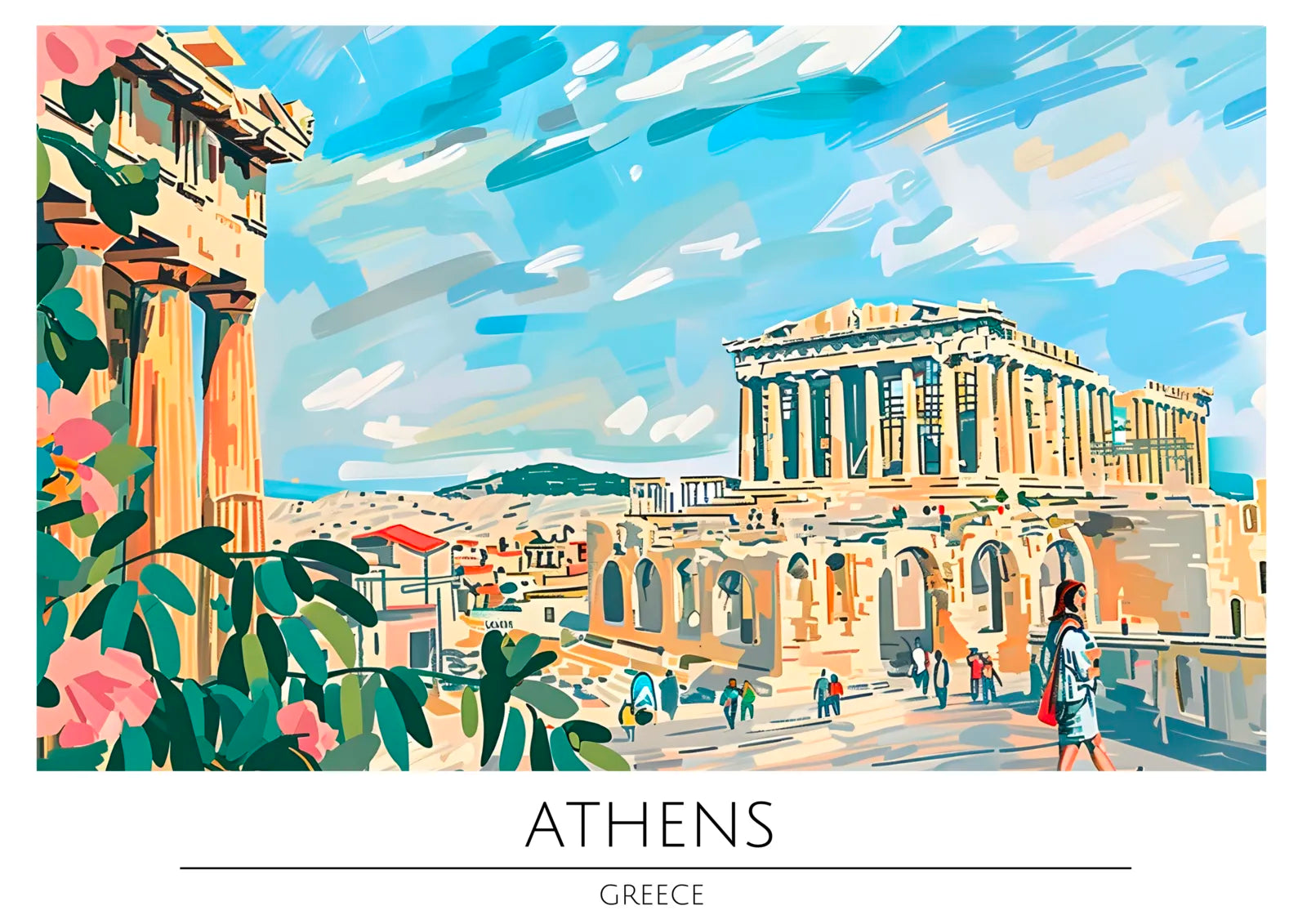 Athens Roman Relics In Summer Art Print 3