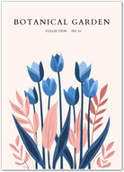 Blue Tulip Rhythm – Modern Botanical Print