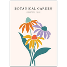 Vibrant Coneflower Trio Botanical Art Print – Echinacea in Modern Pop Colours