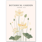 Golden Lotus Garden Art Print – Tranquil Floral Elegance in Soft Neutrals
