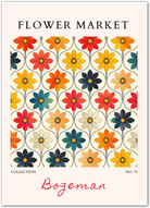 Bozeman Retro Bloom – Mid-Century Floral Art in Bold Colours