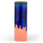 Handmade Porcelain Tube Vase – Green Tint, Deep Blue & Pastel Orange