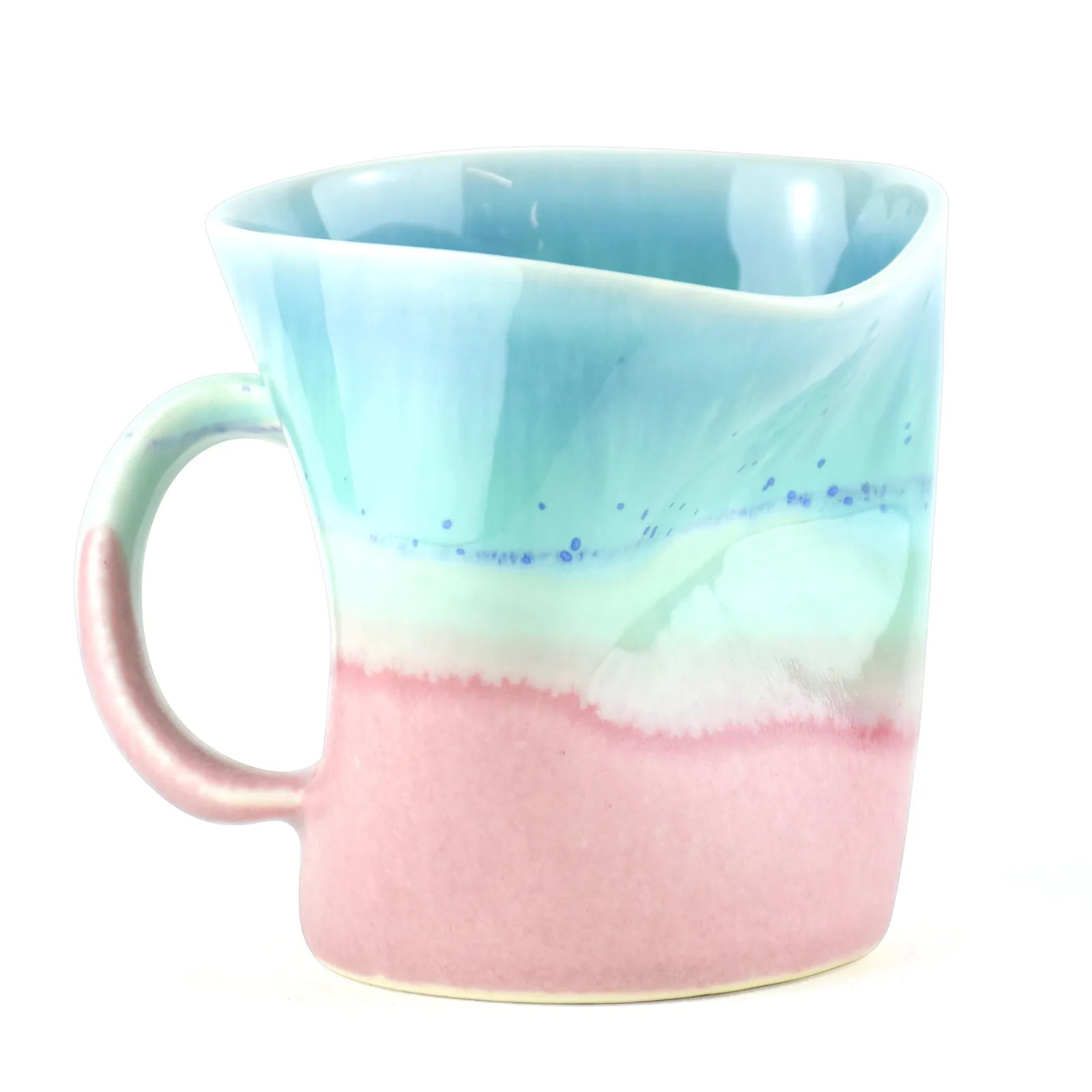 Handmade Porcelain Distorted Mug with Soft Gradient Colours