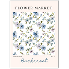 Bucharest Flower Market Art Print – Hand-Painted Wildflowers in Blue & Olive
