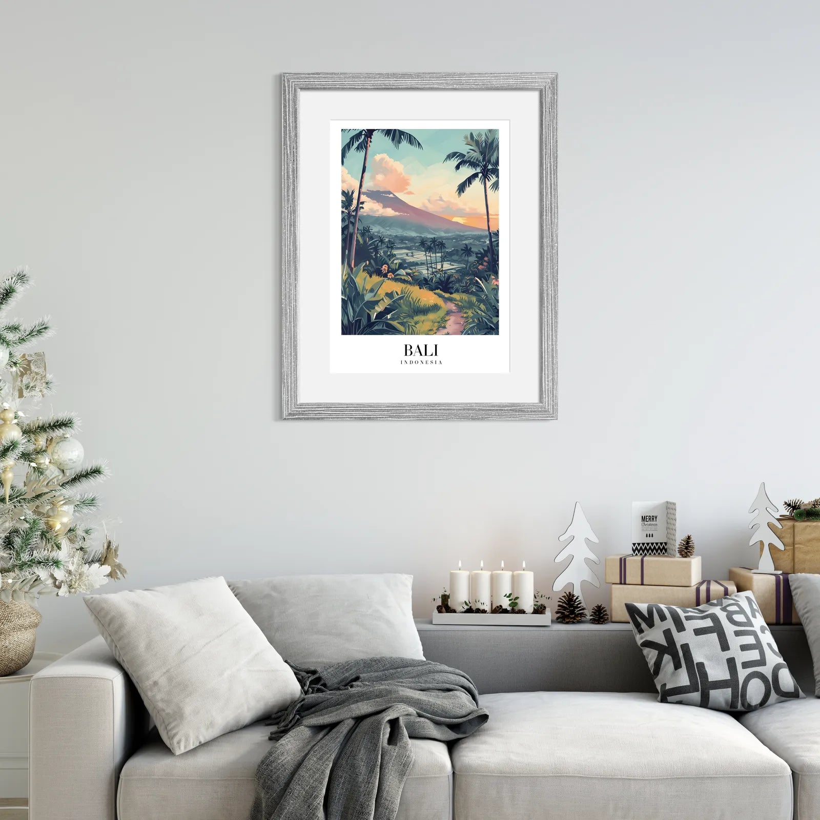 Bali Landscape Art Print With Terraced Fields And Mountain Views 2