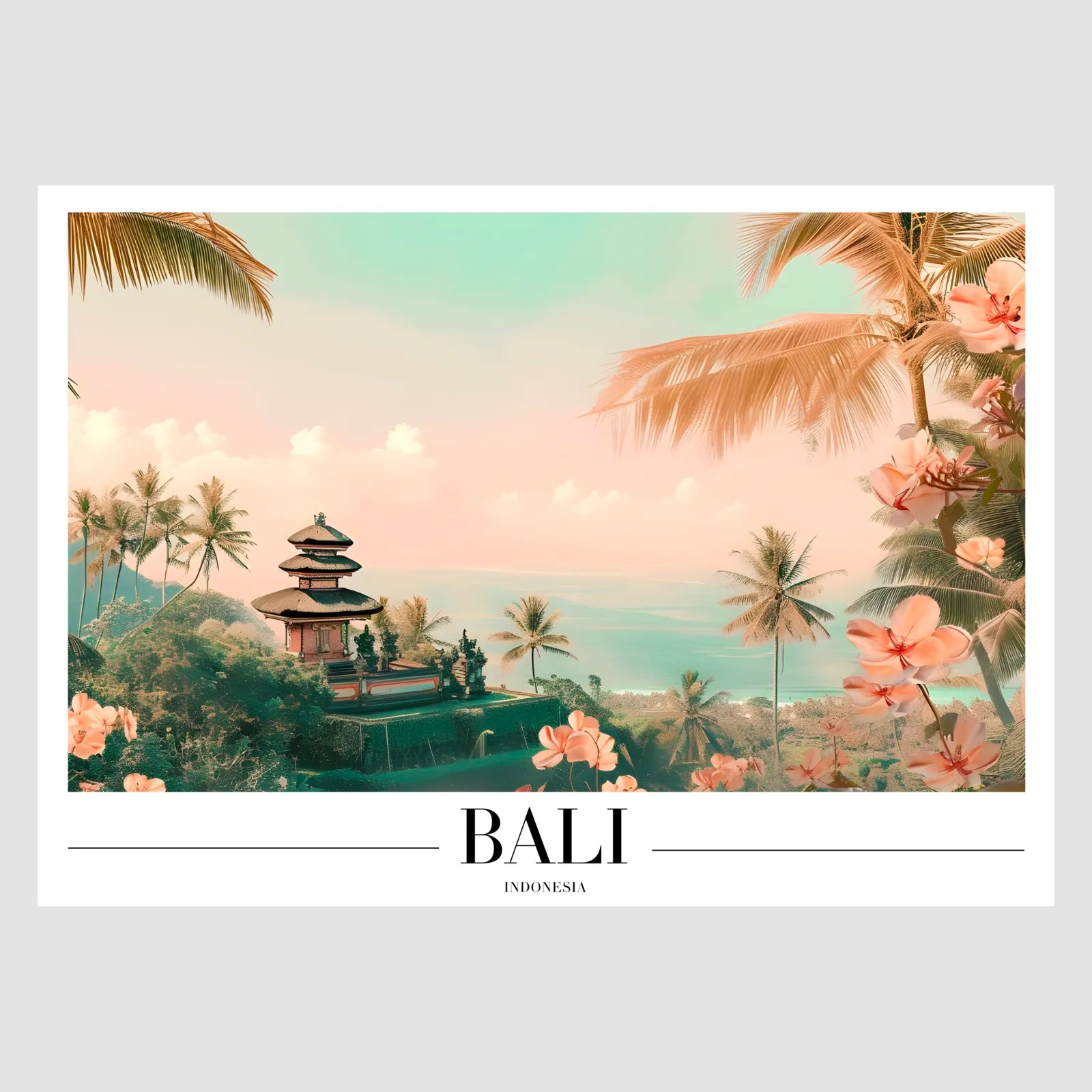 Bali Sea View Art Print with Distant Temple Retreat 1