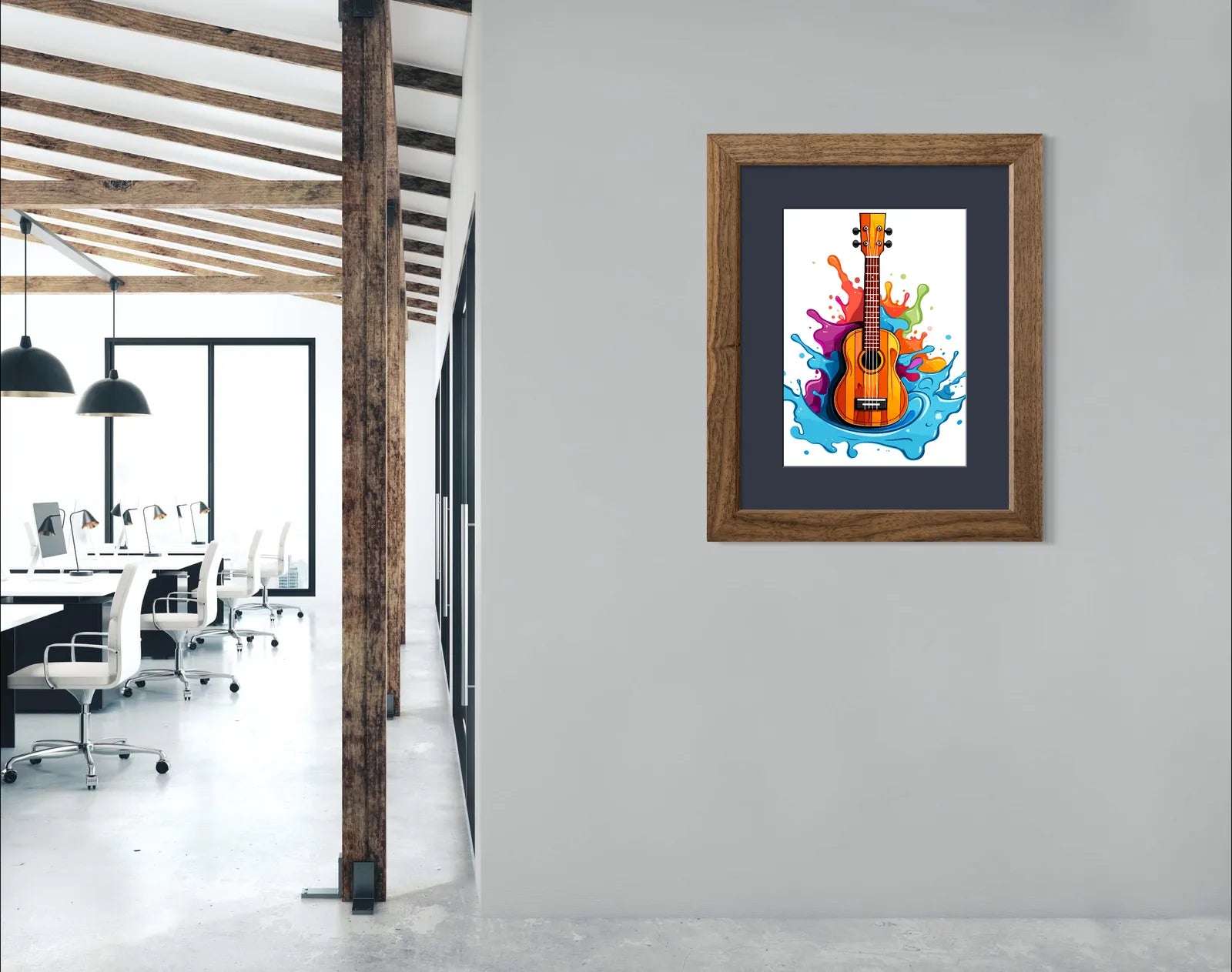 Classical Paint Drip Design Guitar Art Print 2