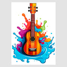 Classical Paint Drip Design Guitar Art Print 1