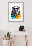 Funky White Polar Bear Paint Splash Art Print 2