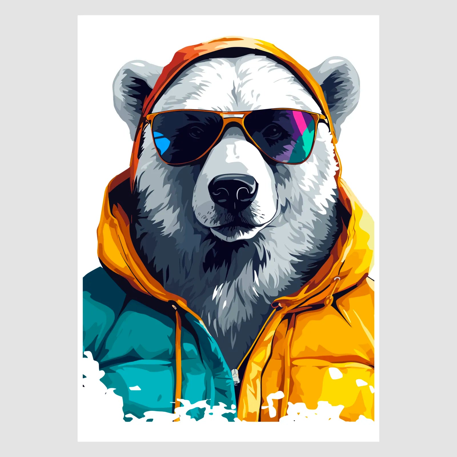 Funky White Polar Bear Paint Splash Art Print 1