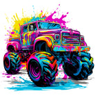 Funky Paint Explosion Monster Truck Digital Art Print 3