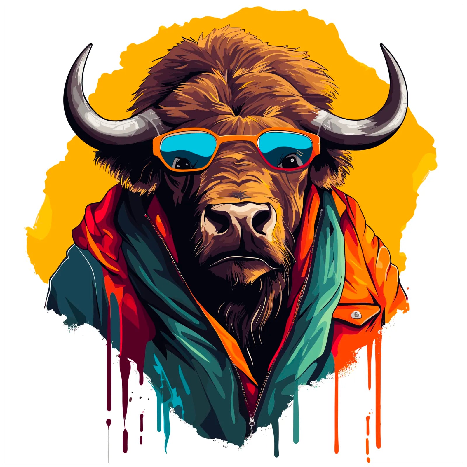 Bright Paint Anorak Bison Digital Art Print 3