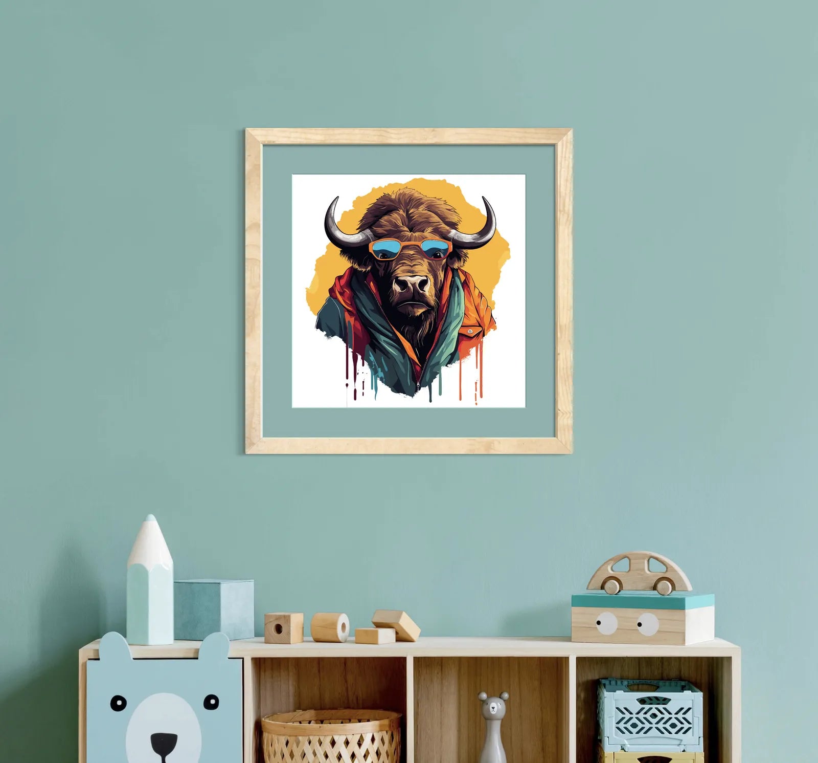 Bright Paint Anorak Bison Digital Art Print 2