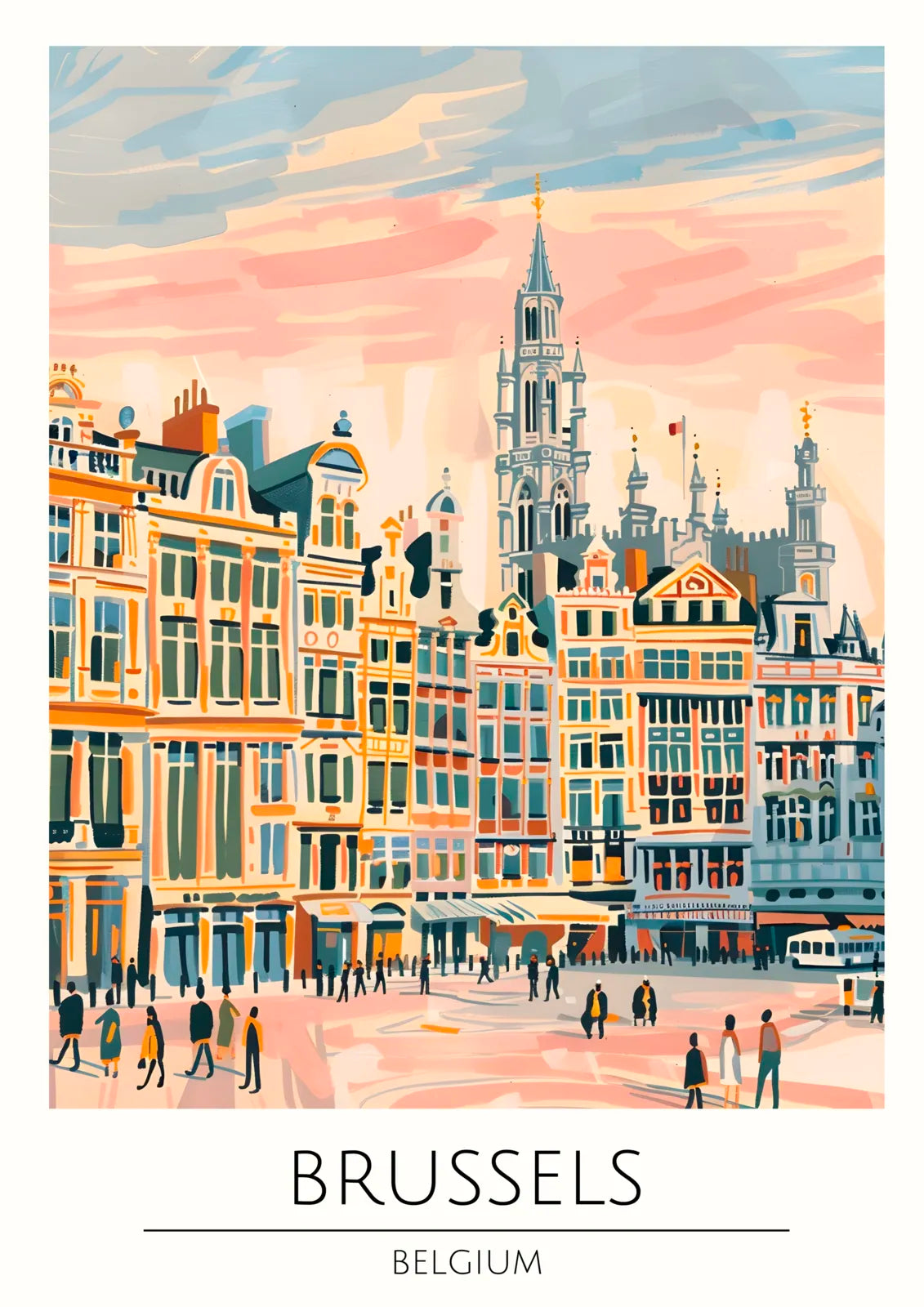 Brussels Market Square with Town Hall Art Print 3