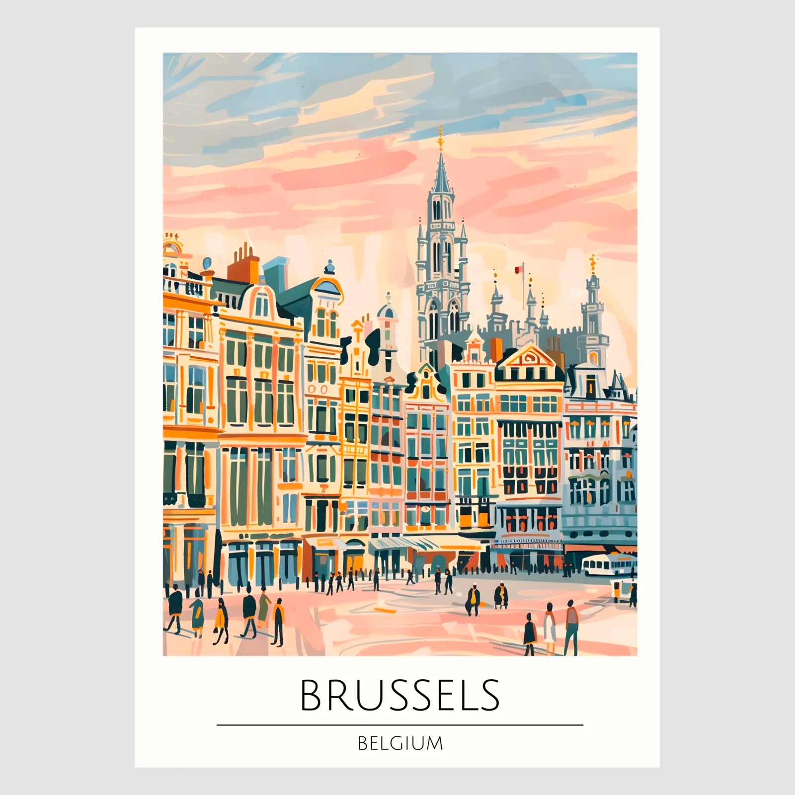 Brussels Market Square with Town Hall Art Print 1