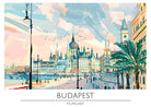 Budapest Street View with Hungarian Government Building Art Print 3