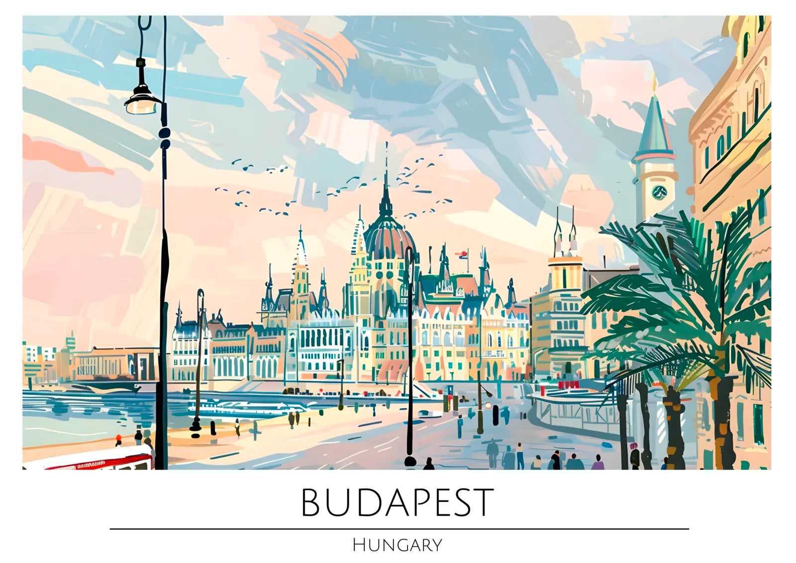 Budapest Street View with Hungarian Government Building Art Print 3