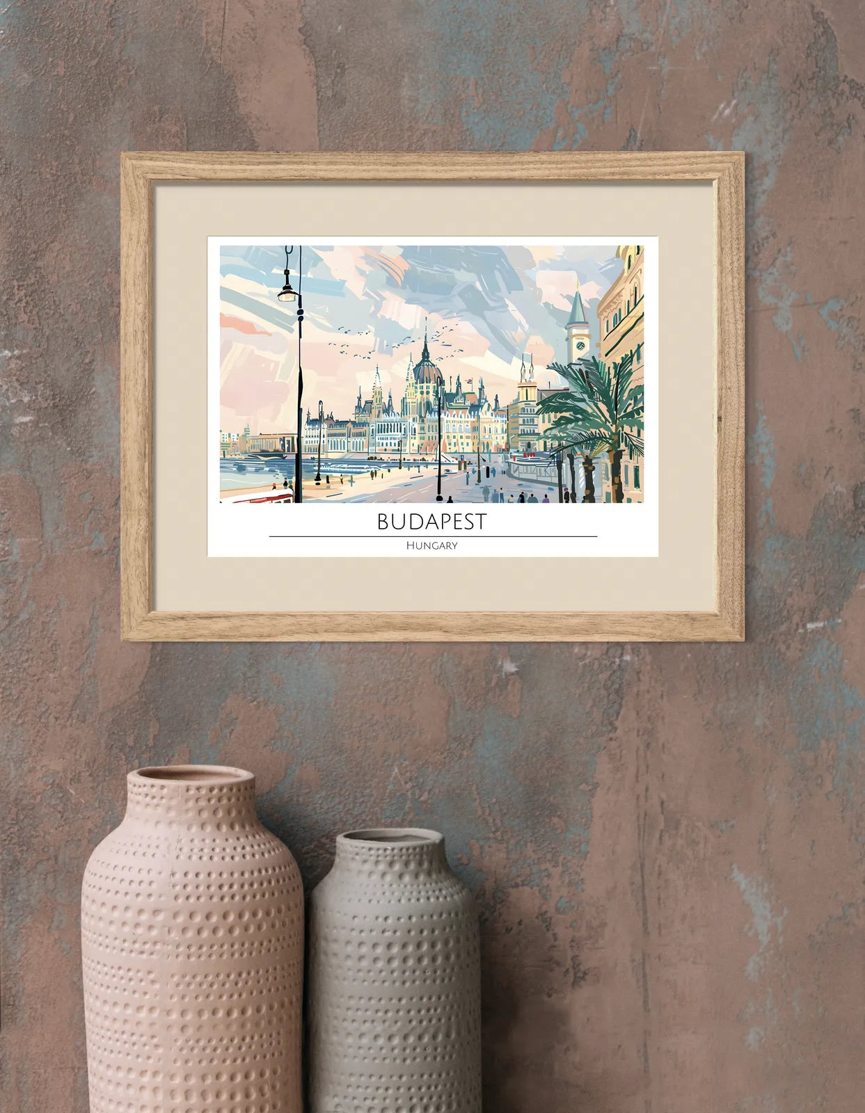 Budapest Street View with Hungarian Government Building Art Print 2