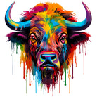 Funky Buffalo Head In Rainbow Paint Design Art Print 3