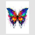 Brightly Coloured Paint Drip Butterfly Art Print 1