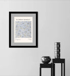 Capri Blue Poppies Art Print – Delicate Linework in Soft Coastal Hues