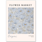 Capri Blue Poppies Art Print – Delicate Linework in Soft Coastal Hues