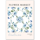 Castries Blue Hibiscus Print – Tropical Floral Geometry with Soft Greens