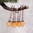 Set of 6 Small Mixed Design Champagne Luster Baubles