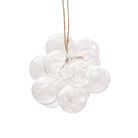 A clear glass bubble cluster hanging ornament with a natural jute hanging string, shown against a solid white background.