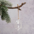 Clear Stippled Dewdrop Handmade Glass Christmas Ornament