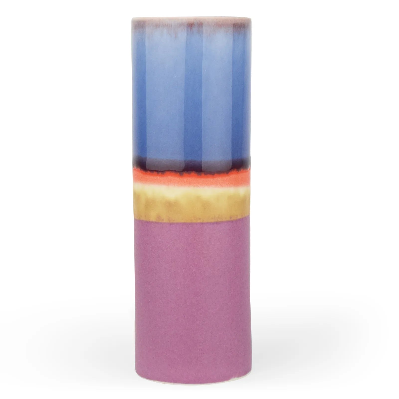 Handmade Porcelain Tube Vase – Blue, Violet, Coral, Pink, Lemon & Custard Yellow