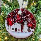 Handmade Red Disk Cabin in the Woods Tree Decor 1