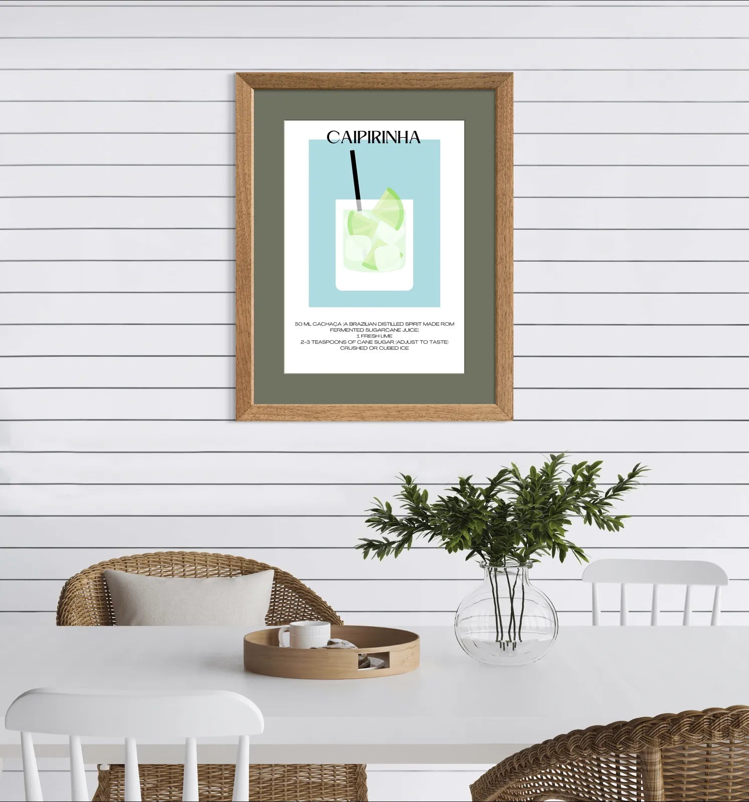 Caipirinha Cocktail Art Print – Retro Blue Bar Decor 2