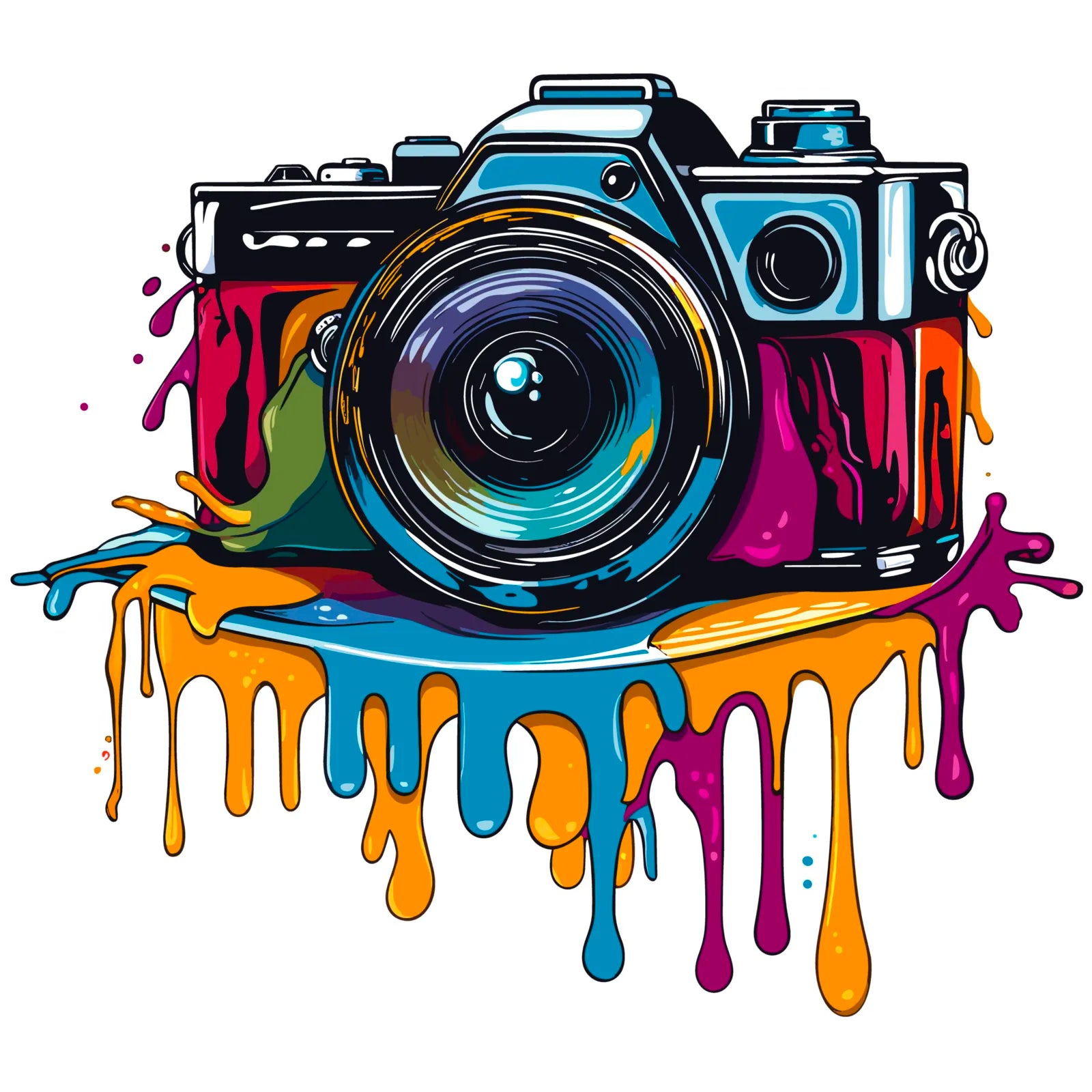 Retro SLR Camera Thick Paint Drip Art Print 3