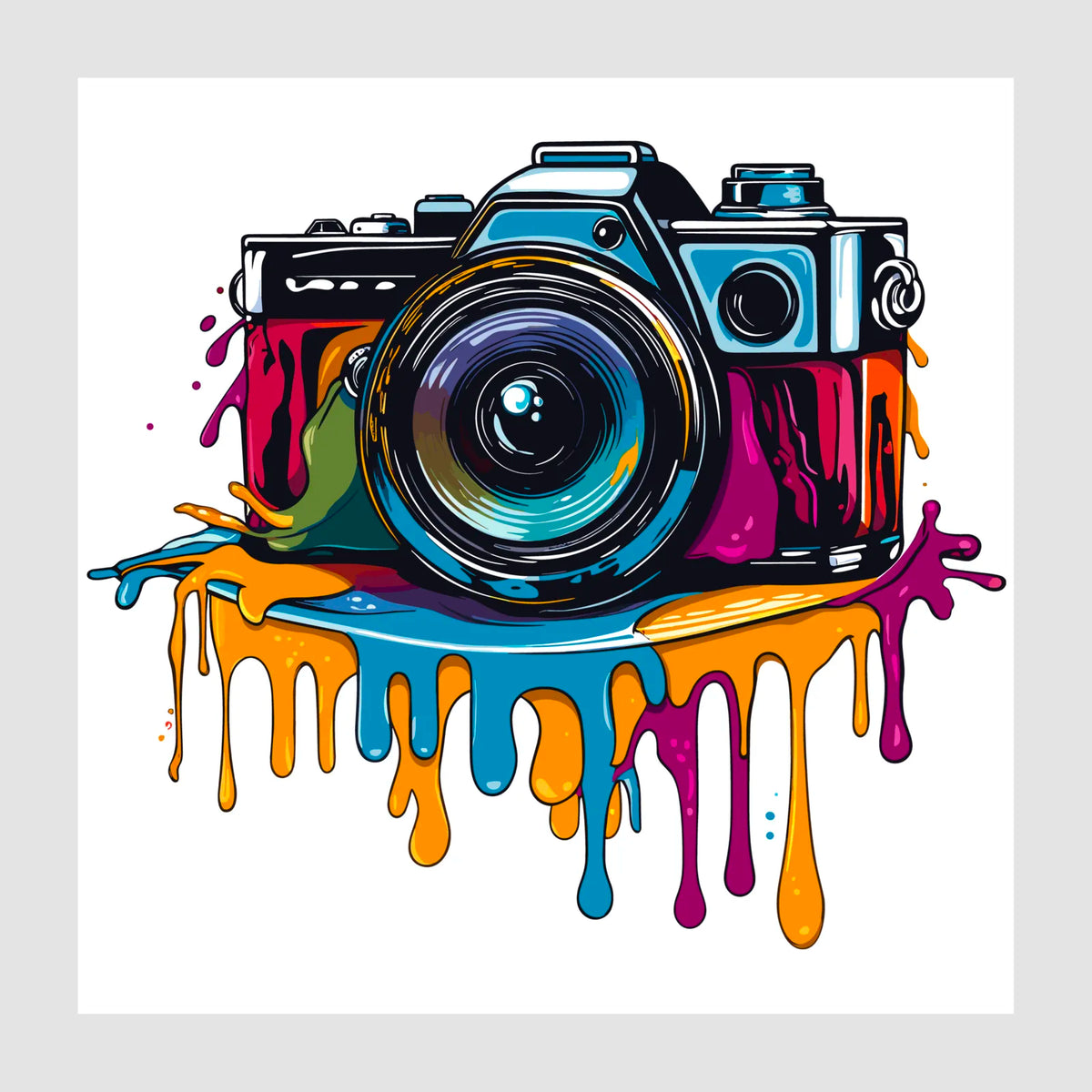 Retro SLR Camera Thick Paint Drip Art Print – Jazz It Up Interiors